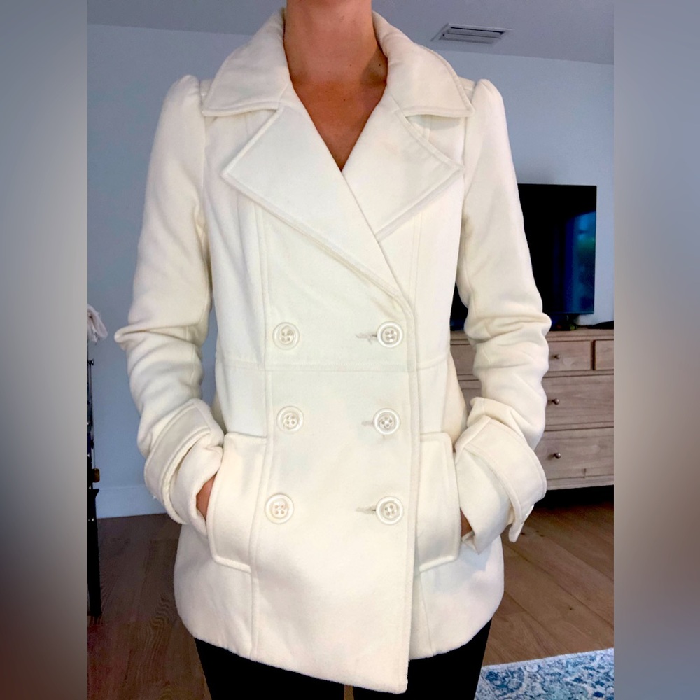 **SOLD**  Ivory Poppy Cream Peacoat
